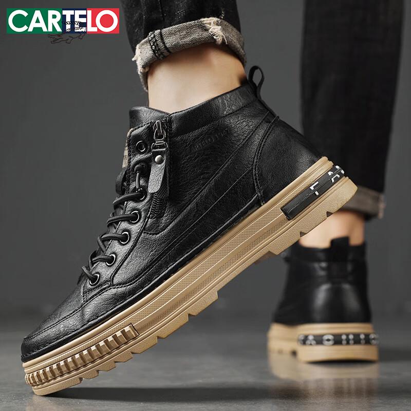 CARTELO Men s High-Top Casual Leather Martin Boots 42