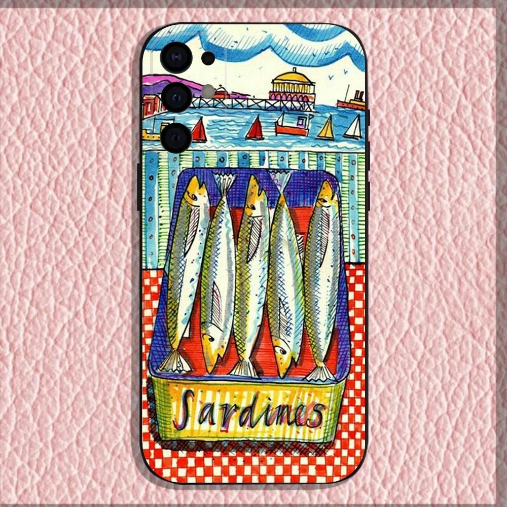 Sardines Canned Phone Case For Samsung S25,S24,S21,S22,S23,S30,Ultra,S20,Plus,Fe,Lite,Note,10,9,5G Black Cover