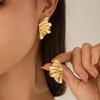 Vintage Irregular Half Flower Stud Earrings for Women Elegant Geometric Metal Petals Piercing Earring Party Jewelry Gifts