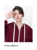 Women's Burgundy Raglan Zip-Up Hooded Sweatshirt Jacket - Spring/Autumn 2025 Design