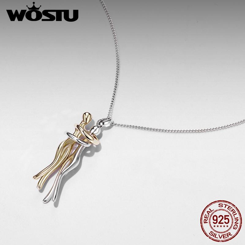 925 Massief Zilver Beste Vriend Ketting Zilver Goud Omhelzing Hanger Bijpassende Kettingen