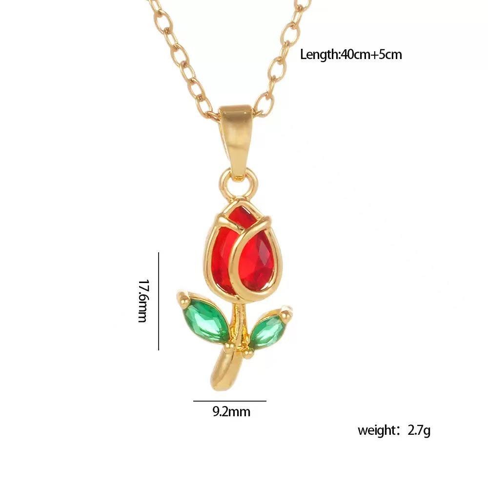 Retro INS Style Multicolor Zircon French Peach Heart Necklace with Diamonds and Titanium Stainless Steel
