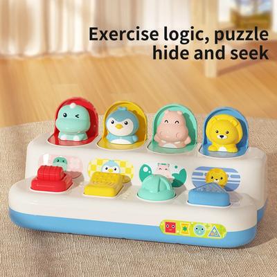 For 24 Month Infant Baby Pop Up Toy Montesorri Fine Motor Skill Training Press Pull Click Animal Car Button Educational Toys