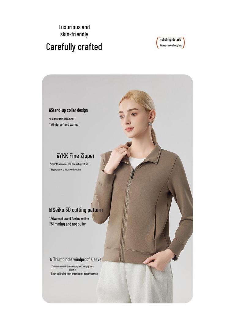Women's Canary Jacket: Autumn/Winter Casual Cardigan, Stand-Up Collar, Windproof, Thickened, Warm Sports Top.