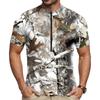 Herren Rundhals Kurzarm Radtrikot Atmungsaktiv Schnelltrocknend Leicht Reißverschluss Vorne Sportshirt für Outdoor-Fahrten