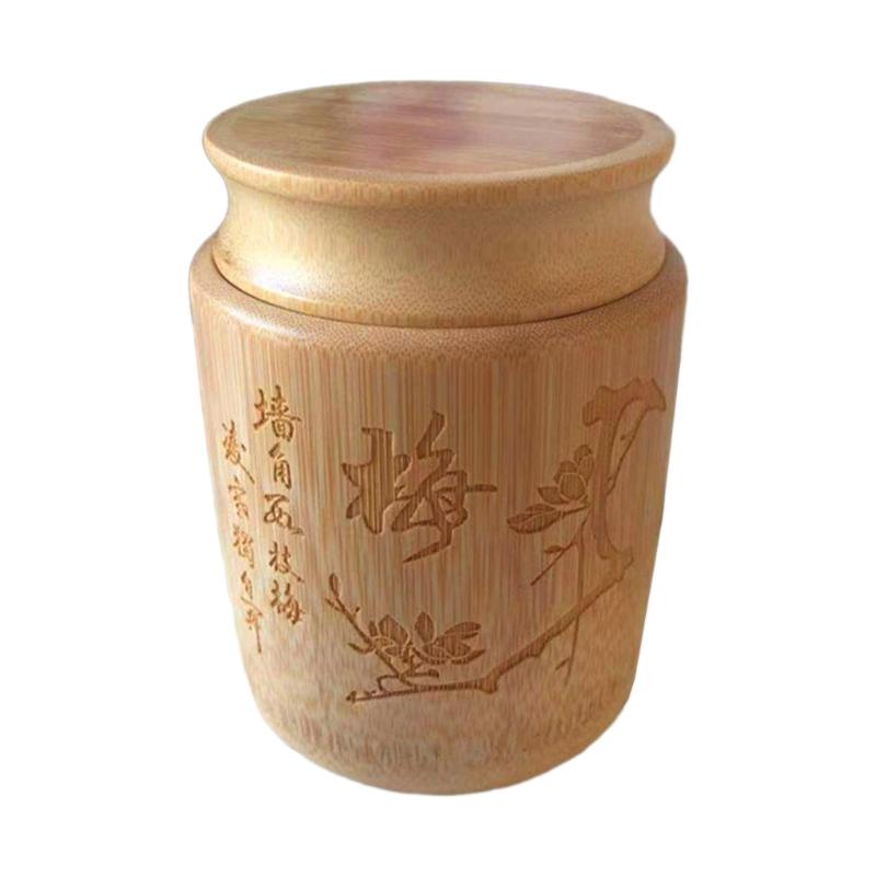 

Convenient Tea Jar Delicate Bamboo Tea Storage Box Tea Canister with Seal Lid L