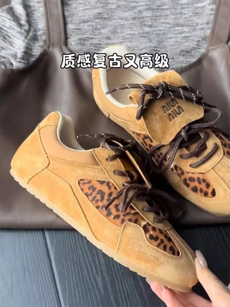 

Нишевый дизайн, леопардовый принт, моральные тренировочные туфли, женские, весна-осень 2025, новые, ретро, модные, повседневные спортивные туфли, кеды 40 темно-коричневого