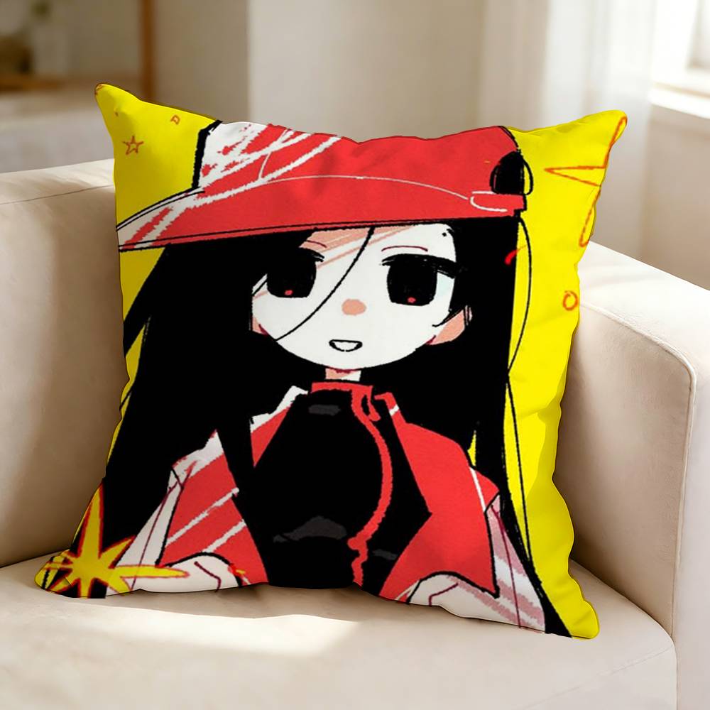 Horror Game MMeat Girl YYi Xi Singer  Pillow Case Square DoubleSided Sofa Cushion Cover Bedroom Bedside Pillow
