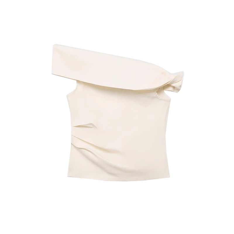 Summer Clothing New Women's Clothing off-Neck Sleeveless Asymmetric Kinky Silm Spaghetti-Strap Camisole Top 17031221