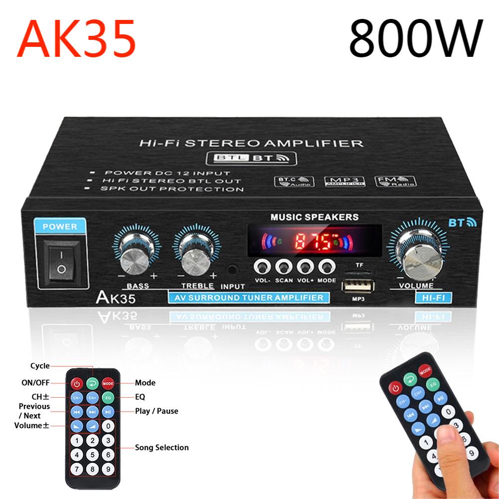 

AK35 800 Вт цифровой аудиоусилитель 2 канала Bluetooth 5.0 HiFi FM автомобильный музыкальный сабвуфер динамик стерео домашний автомобильный усилитель мощности