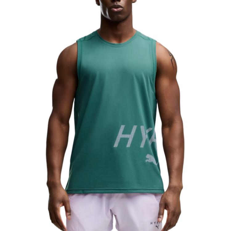 Puma X Hyrox Outdoor Sports Comfortable Fashion Letter Round Neck Sleeveless Pullover Men Tops Dark-Green 529230-69