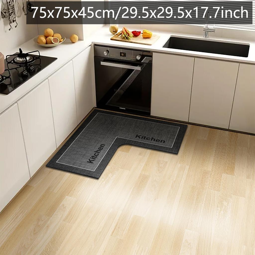 Einfache Küchen-Anti-Rutsch-Bodenmatte L-förmige Eckmatte Badezimmer saugfähige Fußmatte Kieselgur bedruckte Matte Fußmatte
