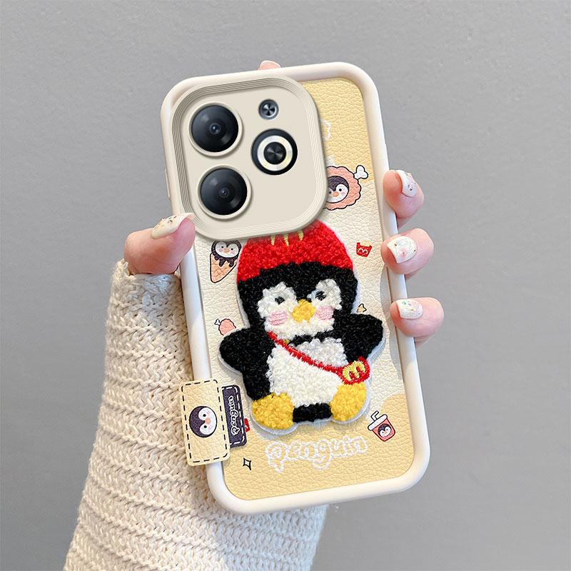 KEYSION Kreslený Roztomilý Plyšový Vyšívaný Kryt pro TECNO Spark Go 2024 20 20C se Šňůrkou PU Kůže Nárazuvzdorný Kryt na Telefon pro Pop 8
