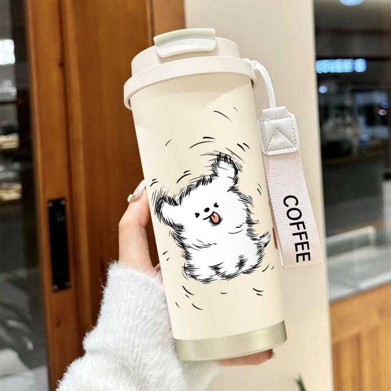 Light Luxury High-grade Water-sensitive Cup Stainless Steel Portable Coffee Cup Large Capacity High Value Niche Thermal Insulation Kettle