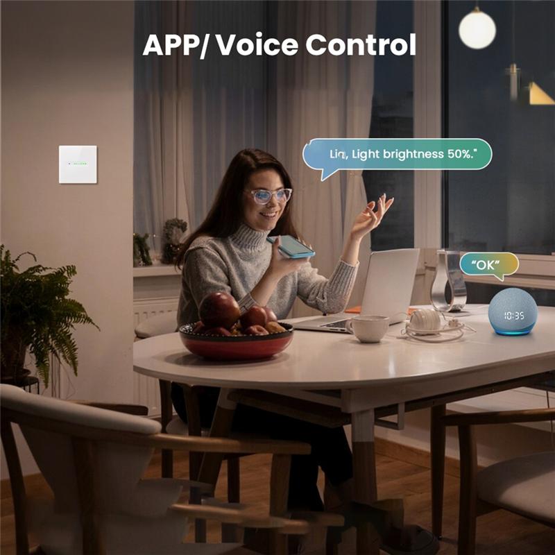 A95I-Tuya WLAN Dimmerschalter EU Glasplatte Touch Lichtregler APP Fernbedienung Funktioniert mit Alexa Google Home