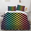 Plaid Duvet Cover Queen Bedding Set for Boys Girls Kids Women Men Modern Geometric Colourful Grid Plaid Polyester Comforter Set
