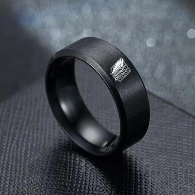 Anime Attack on Titan Titan Rustfritt stål Ring Shingeki no Kyojin Wings Of Liberty Fingerringer For Menn Kvinner Anime Fans