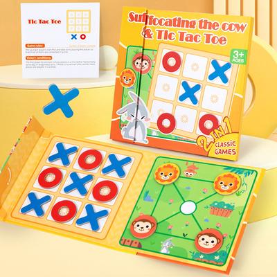 Kinderbuch XO Triple Tic-Tac-Toe Kinderfrüherziehung Unterhaltung Freizeitspiel Brettspiel Baustein Lernspielzeug