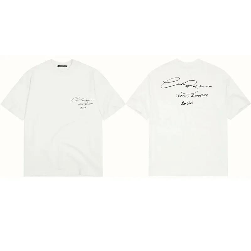 Summer Fashion Heavyweight Retro Men's English Letters 100% Cotton Printed Round Neck High-quality Casual Fitness Street T-shirt