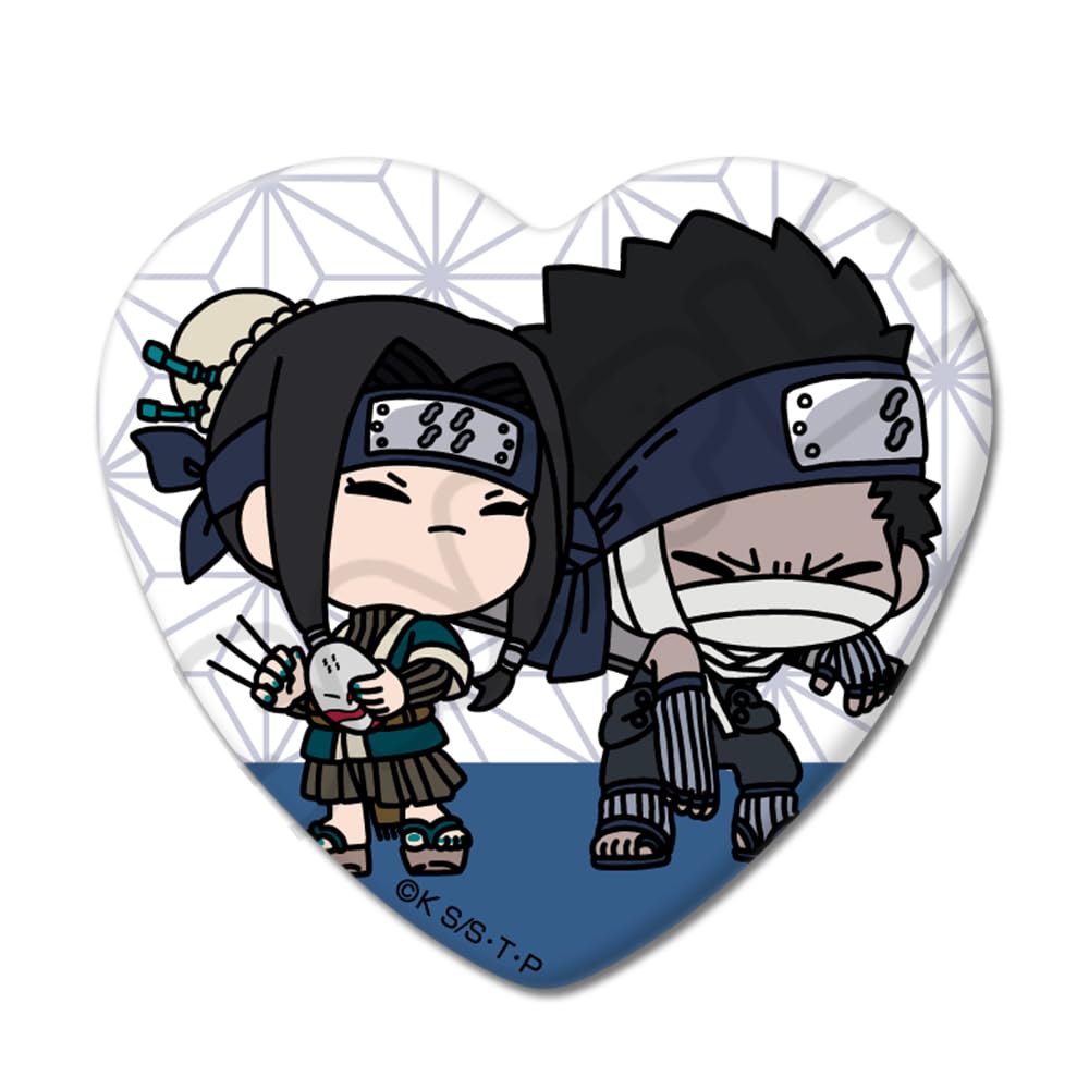 TV Anime Momochi Can Badge MK  NARUTO  [Zabuza & Shiro] Heart-Shaped