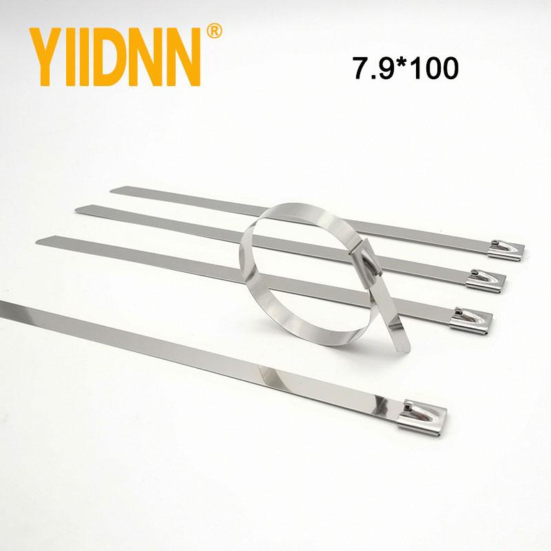 10 PC Heavy Duty 7.9mm Stainless Steel Cable Tie Exhaust Strap Wrap Coated Locking Zip Cable Ties