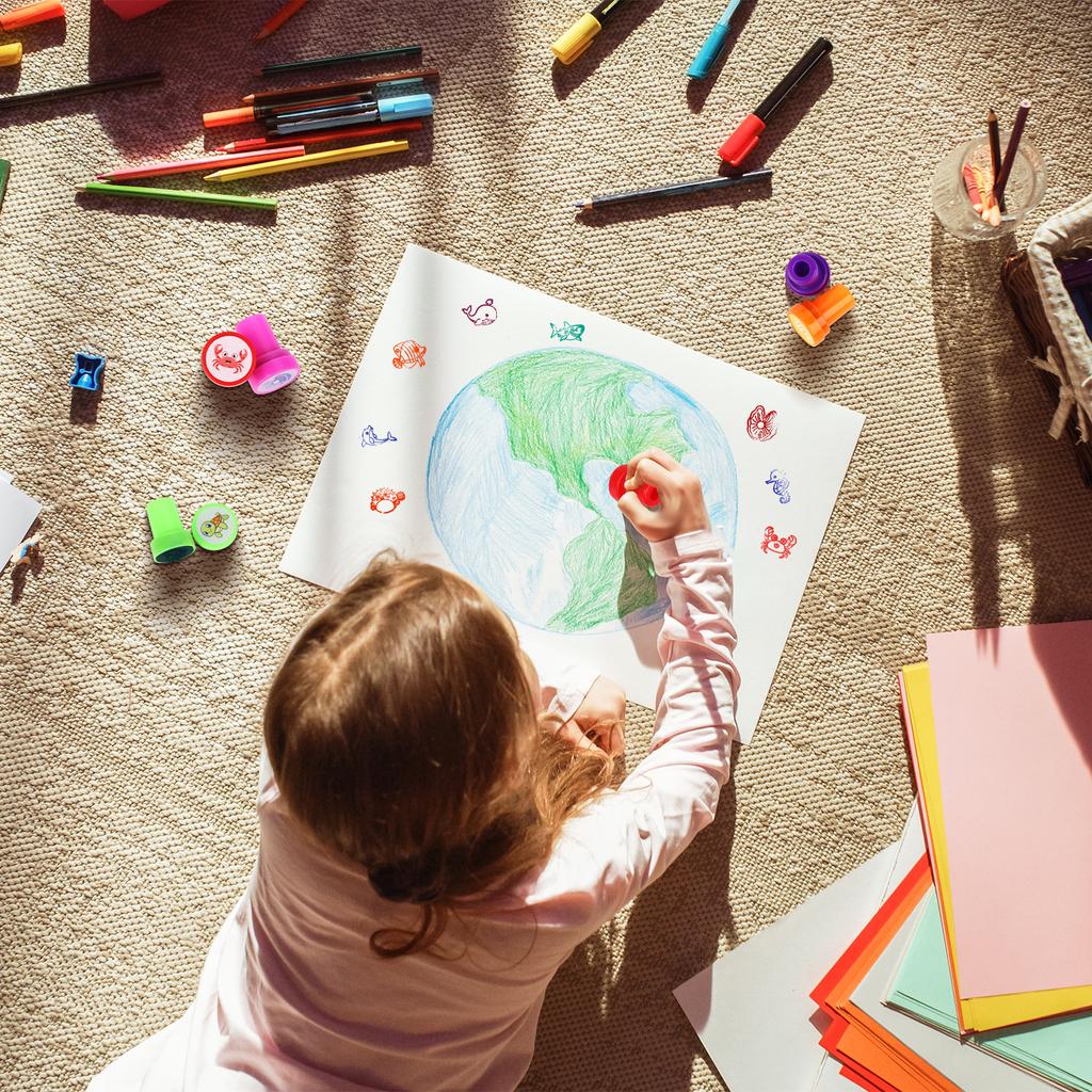 36 ks Zvířecích razítek pro děti Mořská zvířata Oceánský život Razítka Dárky na tématickou párty v oceánu Odměny do třídy Samobarvící razítka