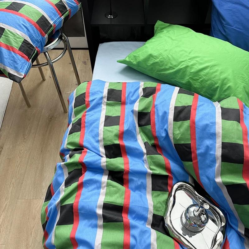 Bettwäsche Bettbezug Streifen Jungen Mädchen Einzelgröße Queen-Size Bettbezug Kissenbezug Bettwäsche Erwachsene Mode Heimtextil Nordisch Sling