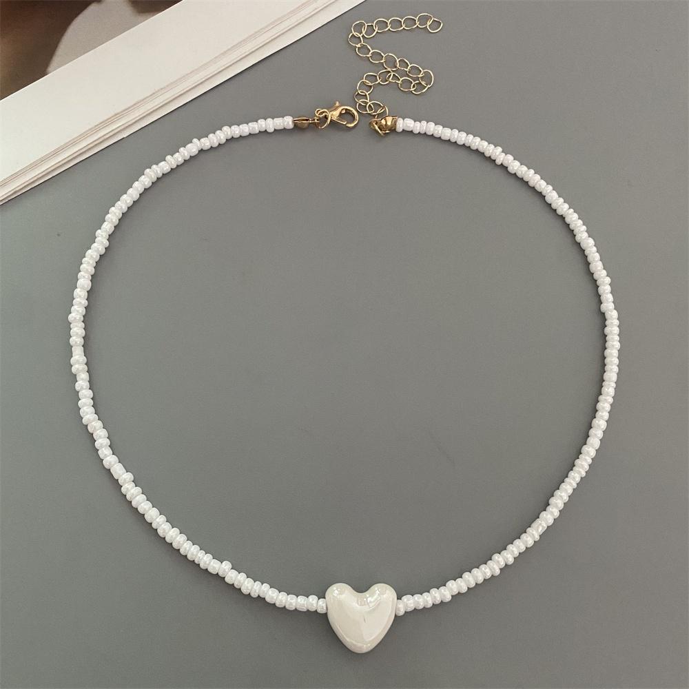 Nuova Moda Colore Caramella Choker Collana per Donna Ragazza Cuore d'Amore Quadrato Geometrico Collana Corta Perline Semi Gioielli per il Collo