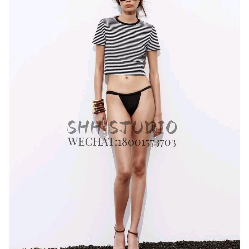 Spring New Fashion Sweet and Spicy All-Matching Slim Fit Slimming round Neck T-shirt Shory Style Pure Color T-shirt 2335259