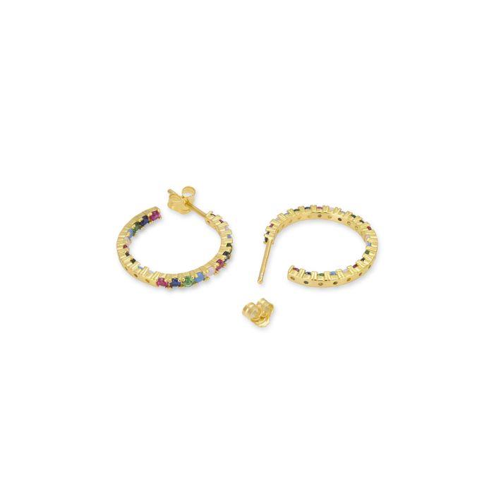 Boucles d'oreilles - Luxenter - Azarlo - Argent 925 - Zircon multicolore - Or jaune 18kt