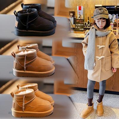 Korean Version of Fashionable Retro Children's Snow Boots Waterproof and Non-slip Winter Piled Thickened Cotton Boots Warm Short Boots