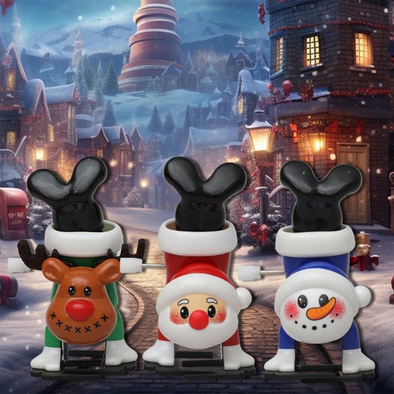 Christmas Clockwork Spring Toy Windup Santa Toy Children Birthday Christmas Gift Party Favor Goodie Bag Fillers 3PCS