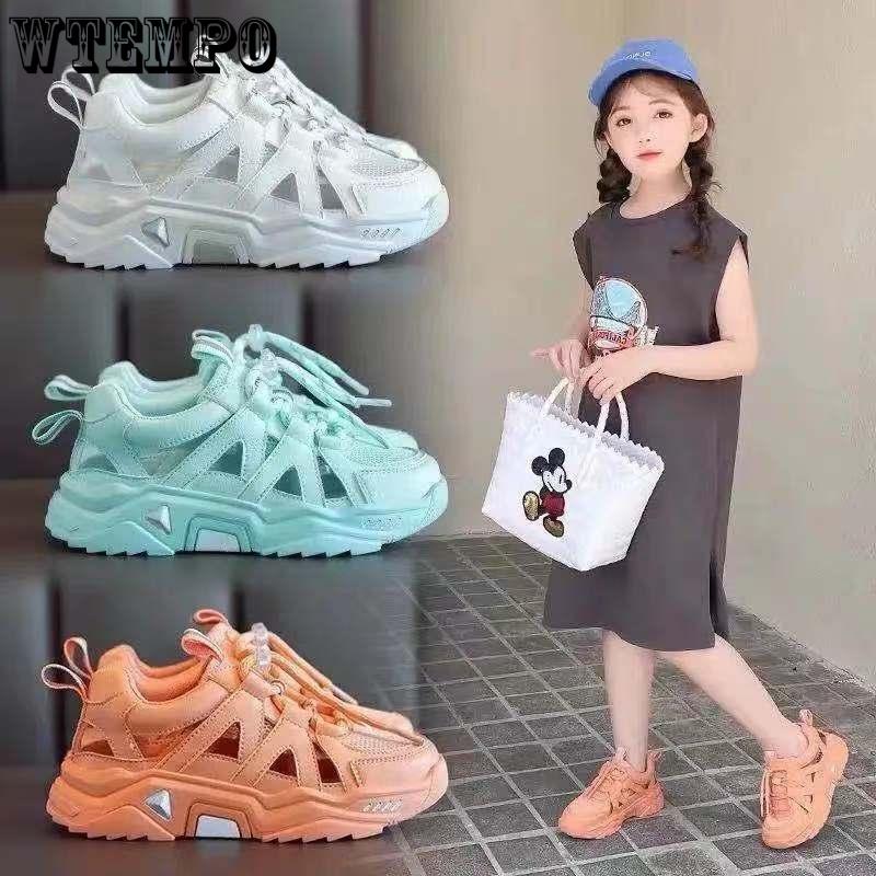 

Спортивные сандалии для девочек Летние детские полые повседневные модные сетчатые дышащие сандалии на открытом воздухе однотонные толстые нижние износостойкие сандалии