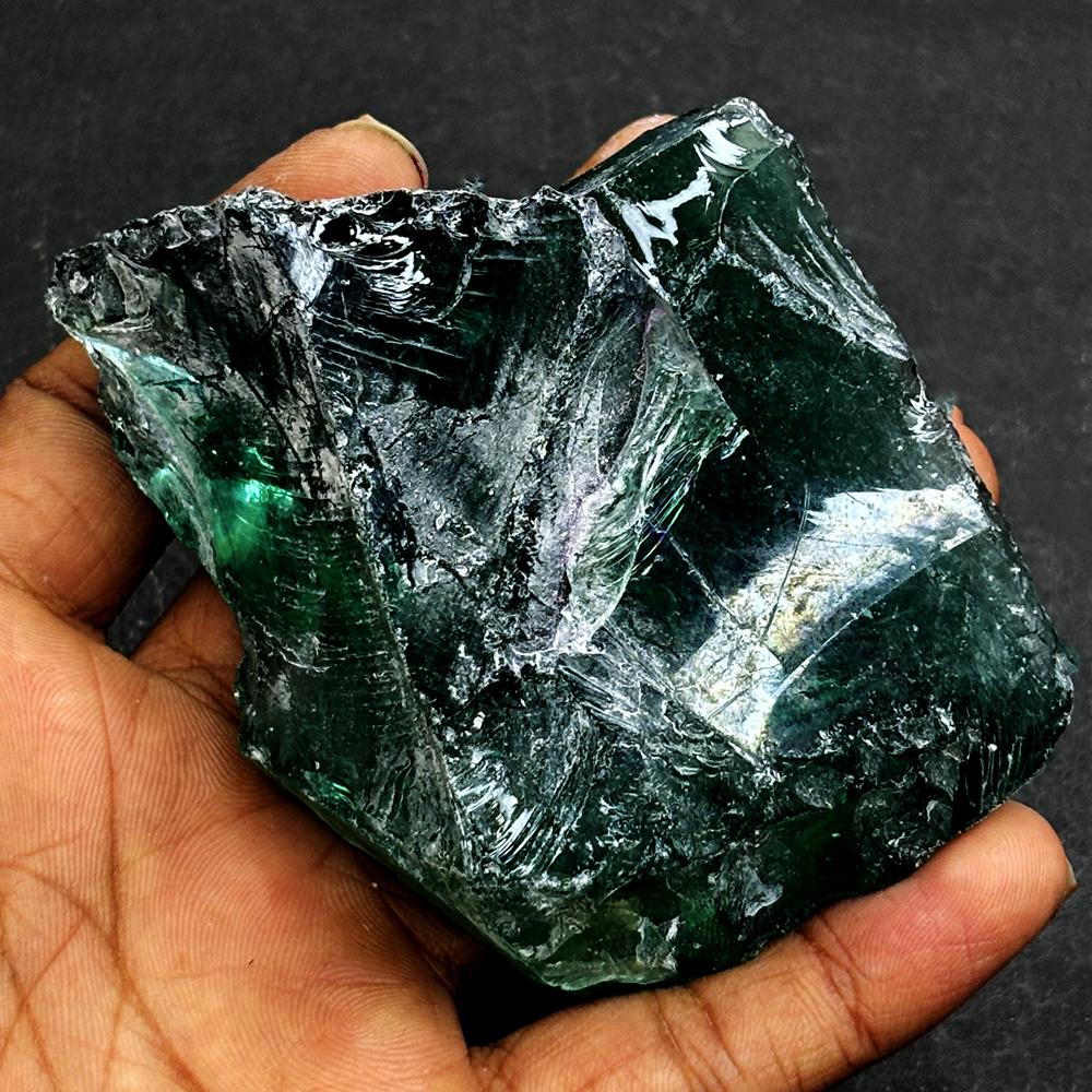 Smeraldo Verde Sintetico Pietra Grezza Sciolta 1014,1 ct Non Tagliato Grezzo Verificato in Laboratorio per Collezioni di Gemme