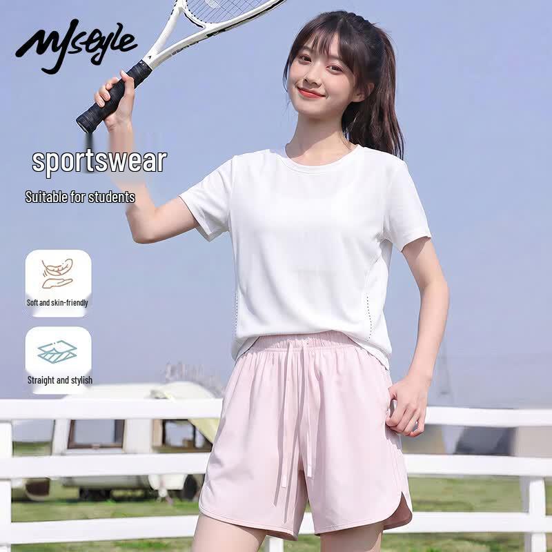 Women s Quick Dry Round Neck Sports Set with Shorts S