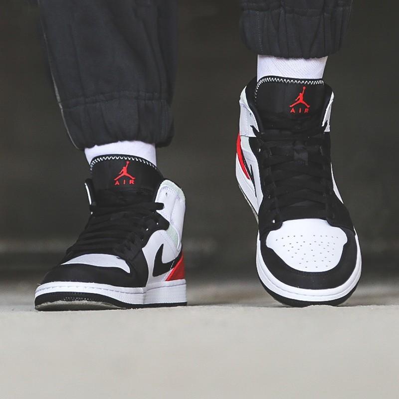 Jordan 1 Mid SE White Black Red Spruce GS BQ6931-100