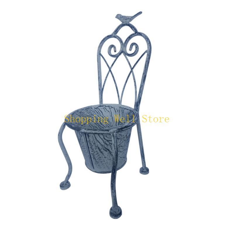 

KX4B Rustproof Metal Chair Flower Container Home Office Kitchen Bathroom Use Iron Flower Vase Indoor Outdoor Replacement