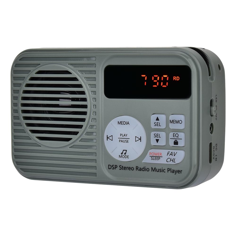 Portable FM Pocket FM High Card MP3 Loud Long Battery Retro Ideal for Disaster Preparedness and Evacuation Radio, Compact, Compatible, Sensitivity,