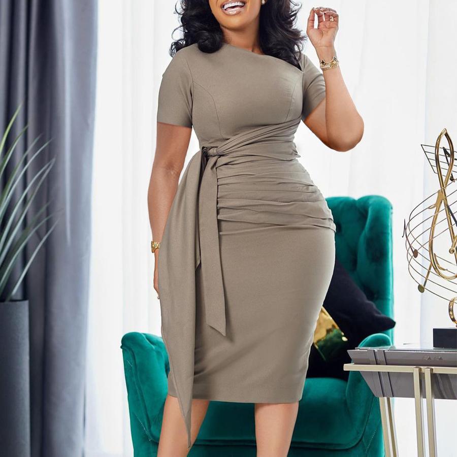 African Imported Women's Summer New Short Sleeve Fashion Ruffled Elegant Strap Raglan Dress