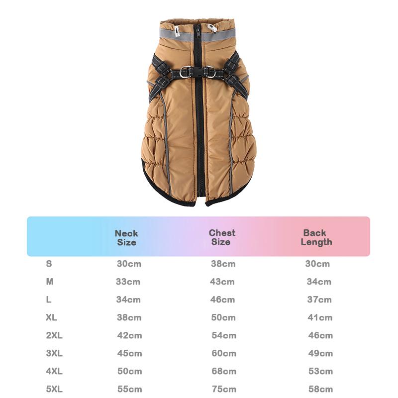 Winter Warm Fleece Coat for Medium Large Dogs Night Reflective Harness Jacket Windproof Coldproof Pet Apparel Winter Vest