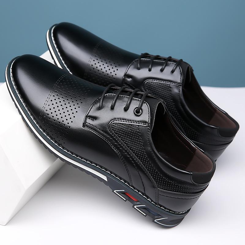 New Men'S Pu Leather Derby Shoes Big Size 38-53 Comfortable Breathable Lace Up Formal Casual Business Shoes Non-Slip Sneakers