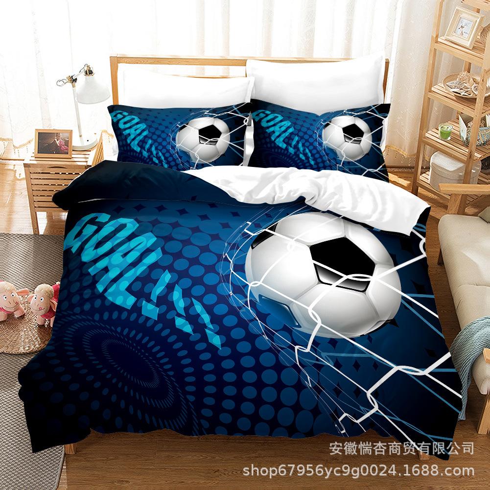 Sports Department Basketball Football Quilt Cover Bedding Sheet 3D Three-Piece Set
