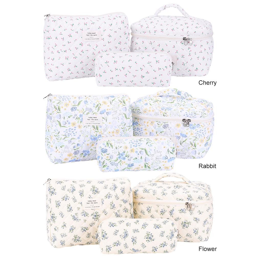 3Pcs Quilted Makeup Bag Cosmetic Organizer Bag Large Capacity Aesthetic Cosmetic Bag Cosmetic Clutch Bag Outdoor Travel Bag