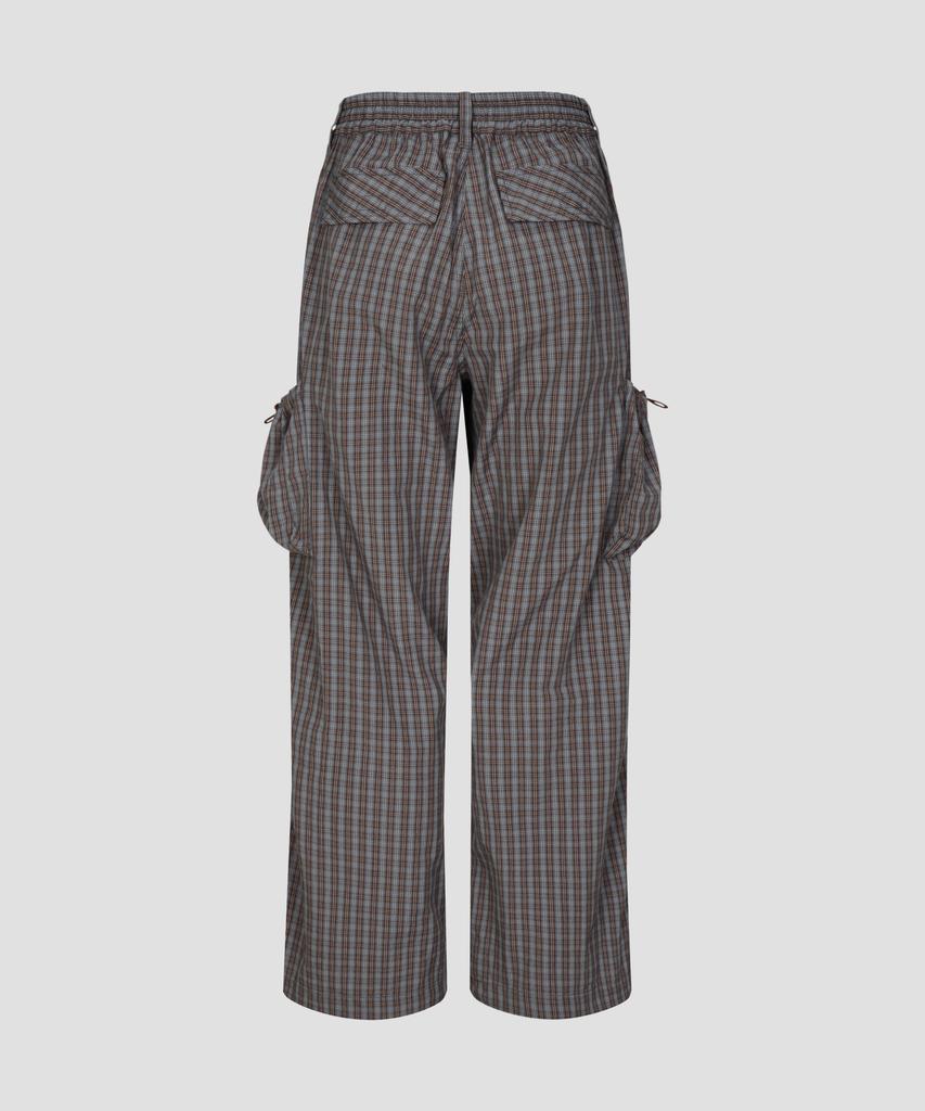 Beodeonteu Check String Cargo Elastic Pants [Brown]
