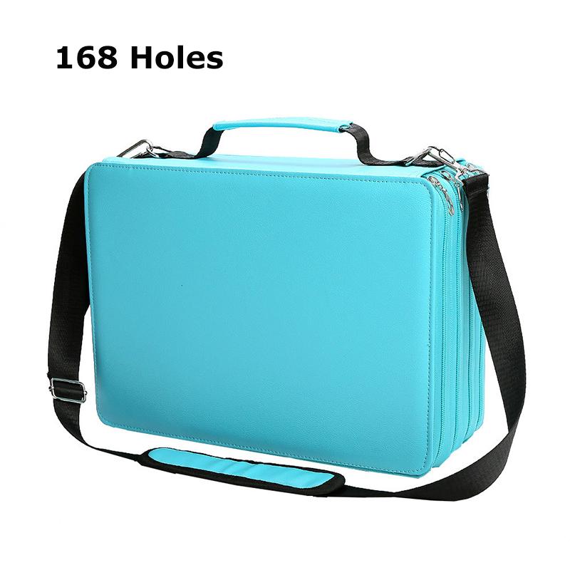 168/224 Holes Portable Colored Pencil Case Felt Kit Marker Storage Bag Large Capacity Stationery Holder Student School Supplies