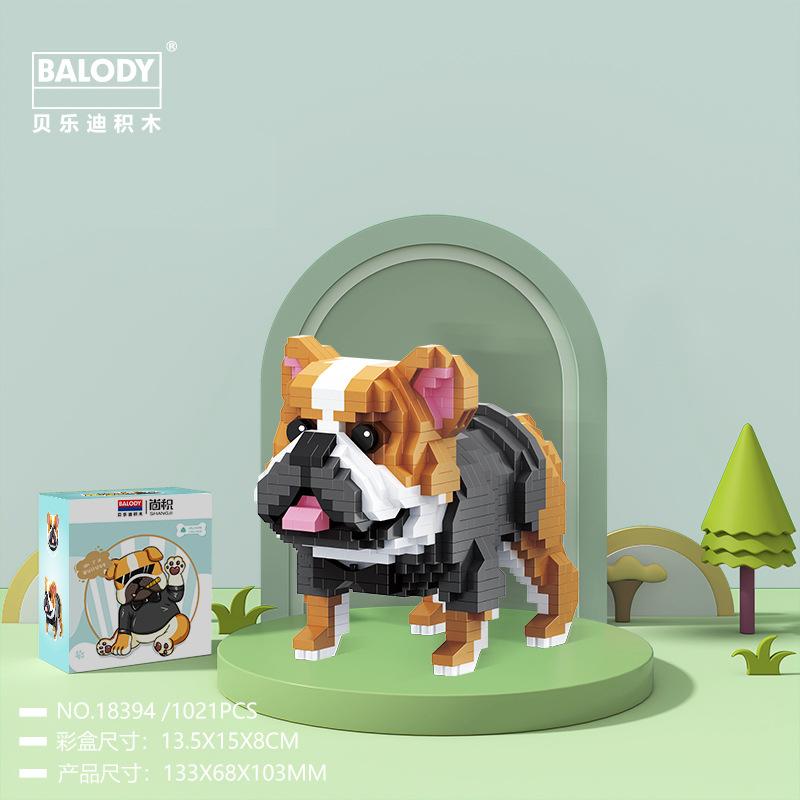 Kawaii Pet Building Blocks Doberman Shiba Inu Poodle Mike Dog Mini Bricks Cat Figure Husky Schnauzer Model Toys For Kids Gift