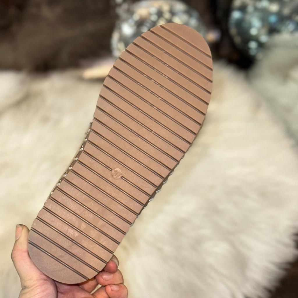 Aphixta Furry Crystal Bow Dec Women's Casual Shoes 3cm Flat Platform Loafers Short Plush Warm Autumn Winter Woman Flats Size 43