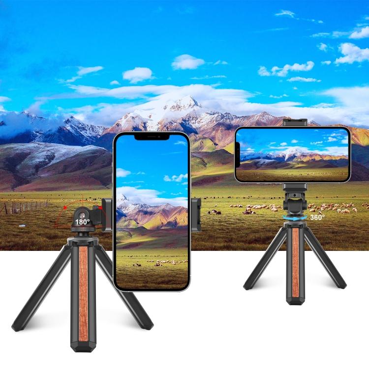 PULUZ Tripod Head Cold Shoes Aluminum Alloy Phone Clamp Holder Bracket (Black)