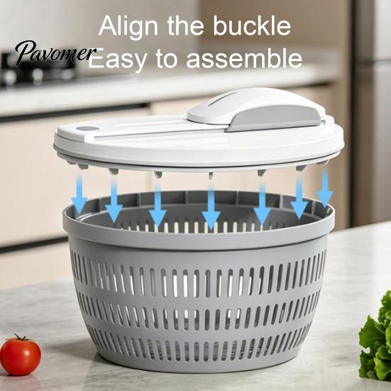 Detachable Drain Basket Vegetable Salad Spinner, Bowl And Mesh Design, Manual Multi-purpose Strainer Hand-Centrifugal Dehydration System, Quick Drying