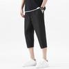 Men Cropped Pants Elastic Waistband Drawstring Quick-Drying Breathable Fit Fabric Loose Design Sports Leisure Pants